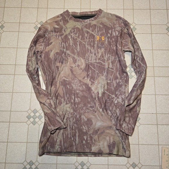 Under Armour Camo Compression Long Sleeve Mens XL Mossy Oak Camoflauge ColdGear - Picture 1 of 8